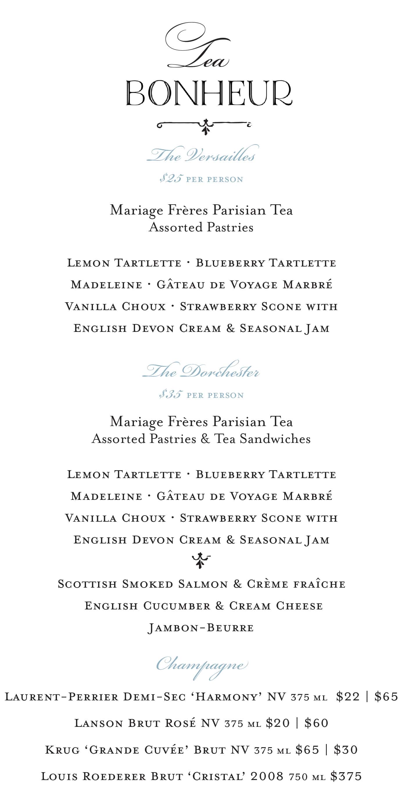Afternoon Tea Menu Page 2