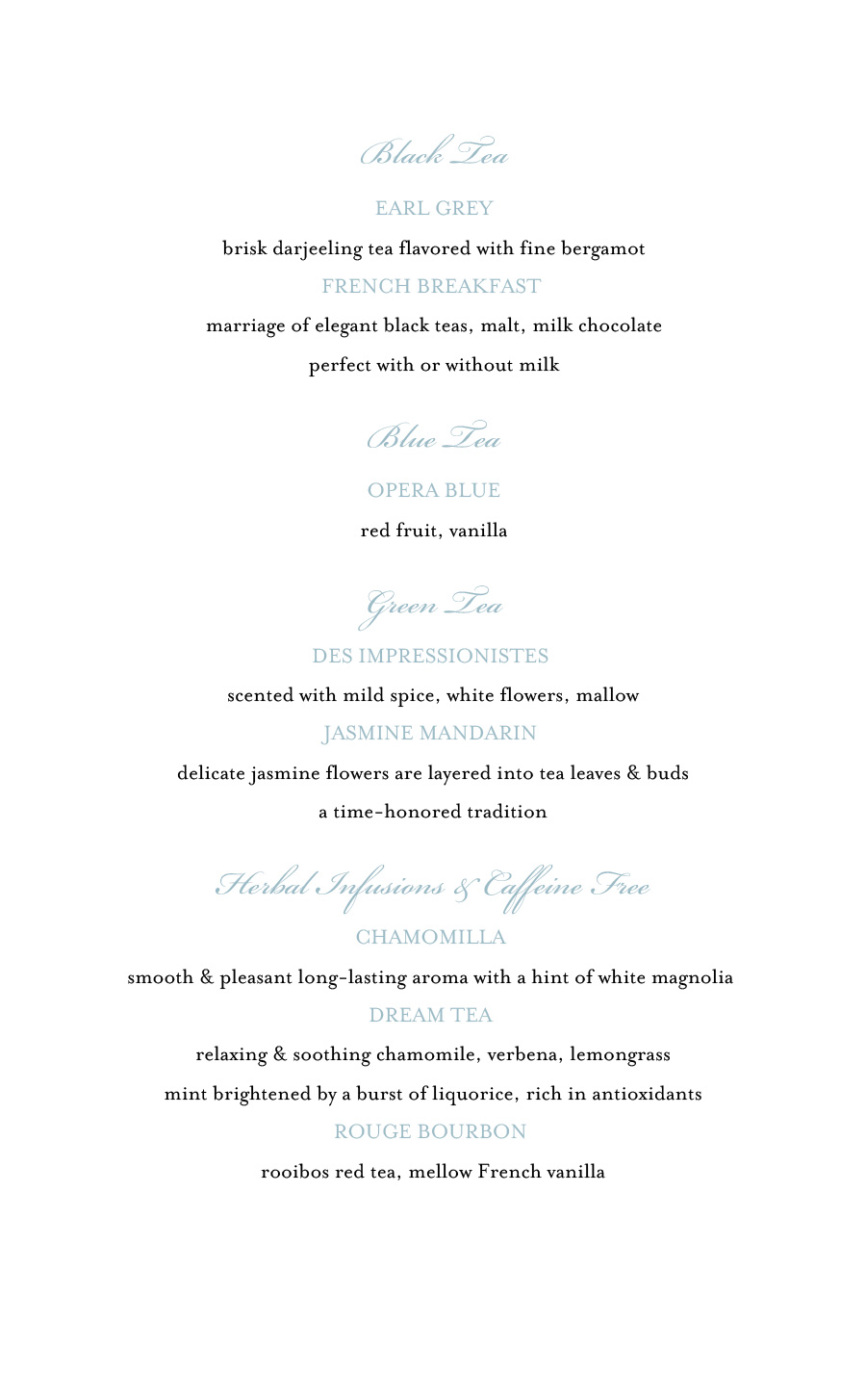 Afternoon Tea Menu Page 1