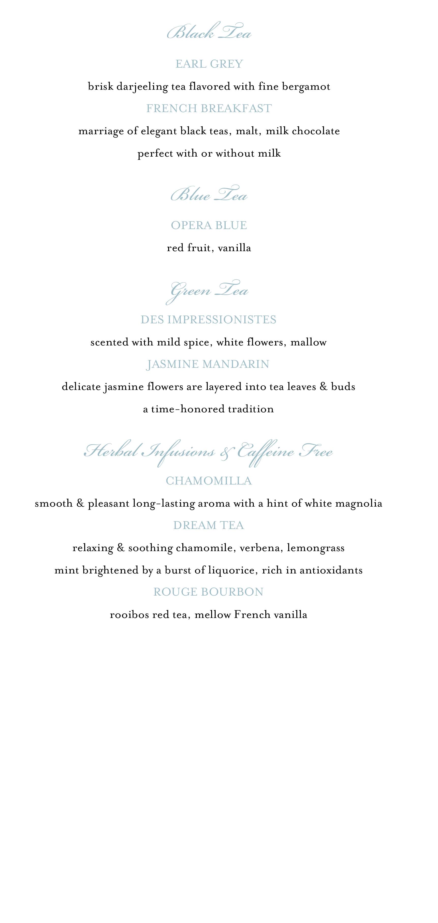 Afternoon Tea Menu Page 1